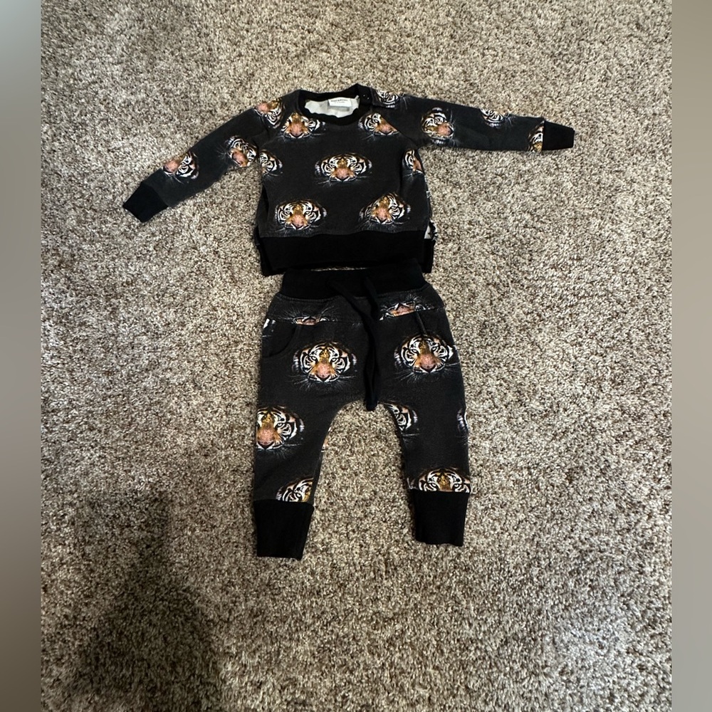 Bums and Roses Two piece bamboo tiger outfit 6-12 months